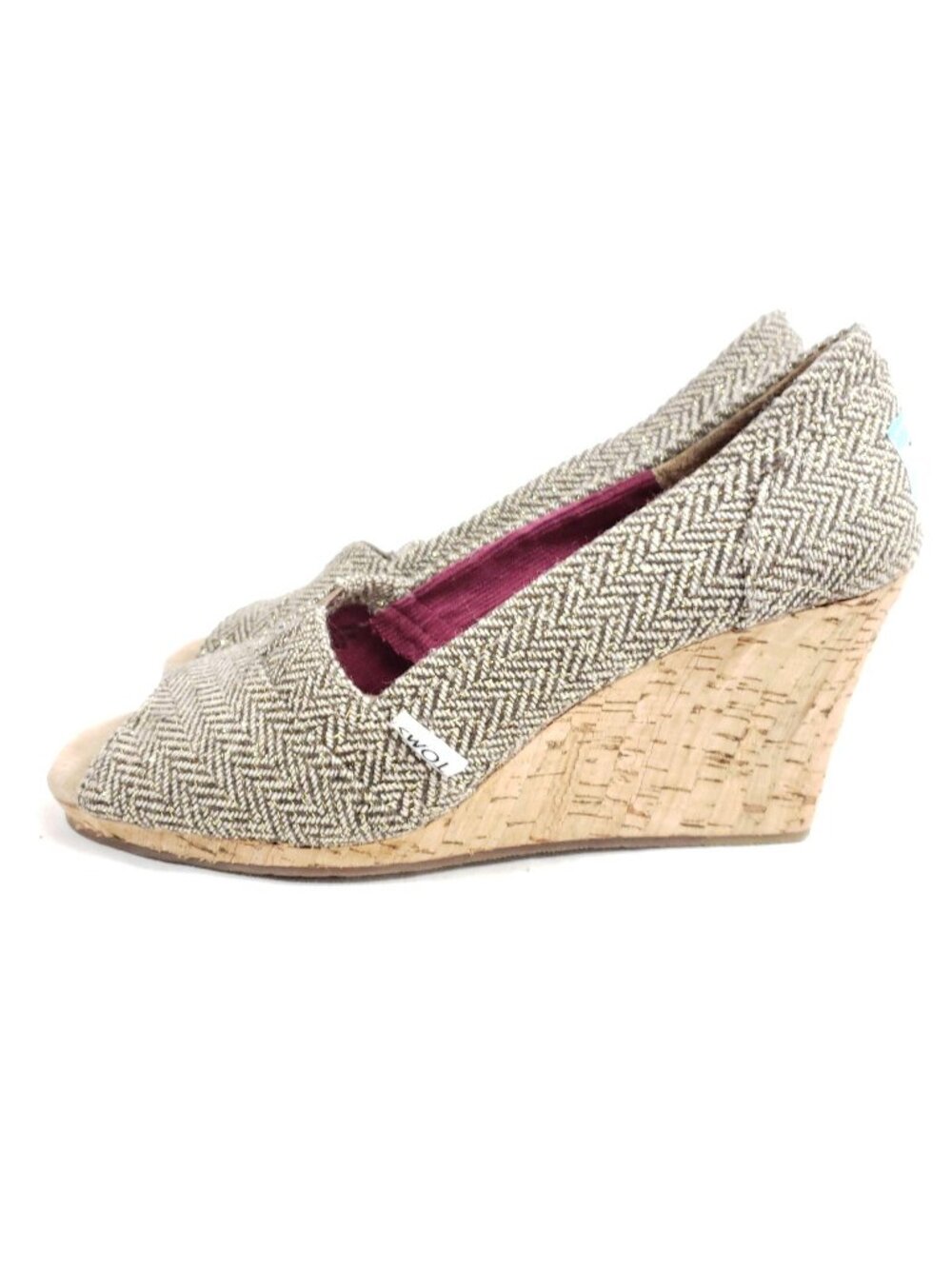 Tom's Wedge Peep Toe Dress Shoes Women's Size 7.5